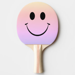Rainbow Ombre Happy Face Ping Pong Paddle