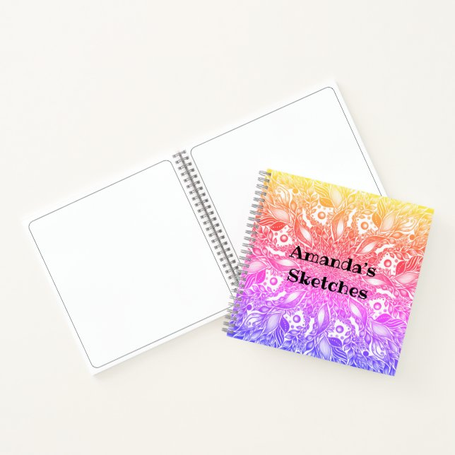 Rainbow ombre leaf mandala notebook (Inside)