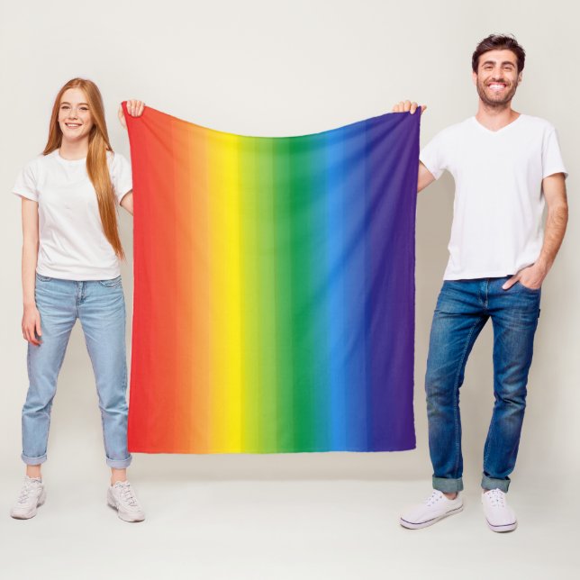 Rainbow Ombre LGBTQ Pride Colourful Fleece Blanket (In Situ)