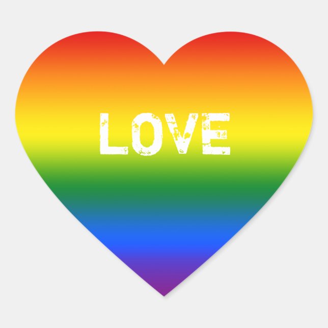 Rainbow Ombre Love Conversation Heart Sticker (Front)