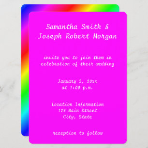 Rainbow Ombre Magenta Wedding Invitation