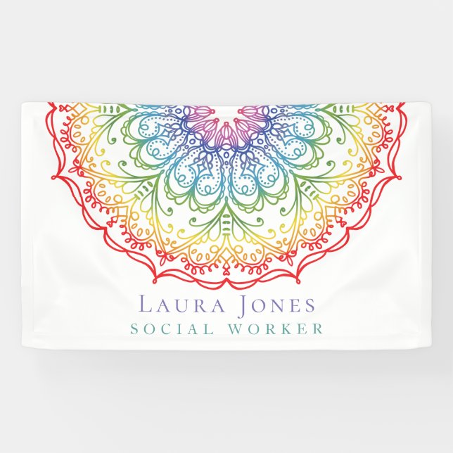 Rainbow Ombre Mandala Ladies Pride Convention Banner (Horizontal)