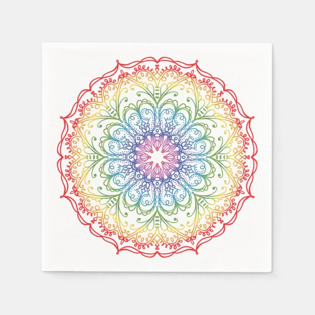 Rainbow Ombre Mandala  Napkin (Front)