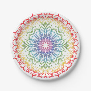 Rainbow Ombre Mandala  Paper Plate