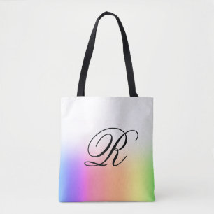 Rainbow Ombre Over Any Colour with Monogram Tote Bag
