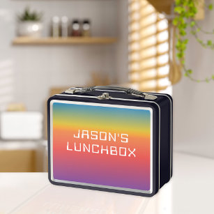 Rainbow Ombre Personalised Metal Lunch Box