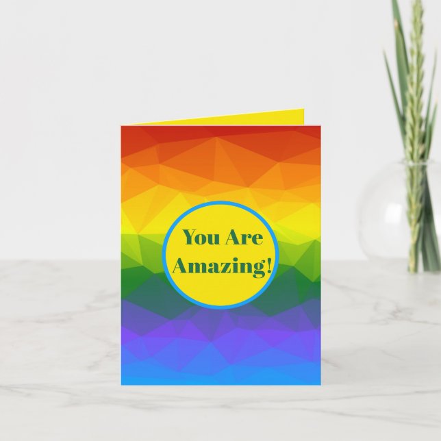 Rainbow Ombre Polygon Note Card (Front)