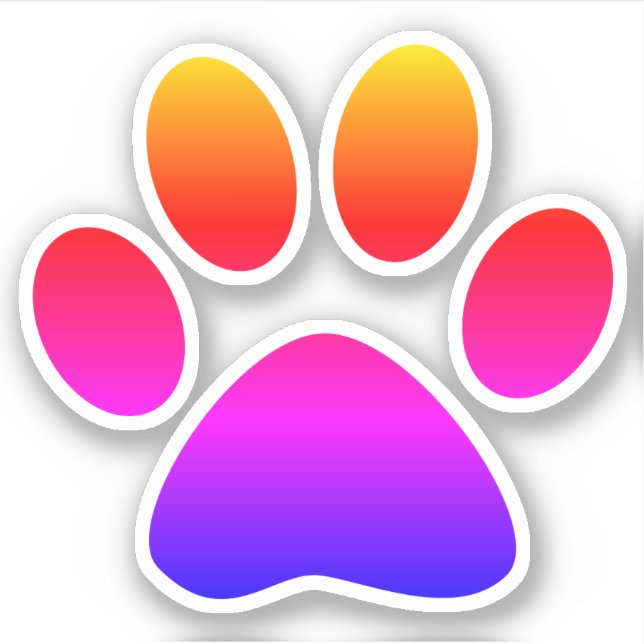 Rainbow Ombre Puppy Paw Print Shape (Front)