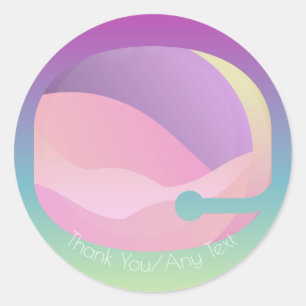 Rainbow Ombre Space Moon Classic Round Sticker