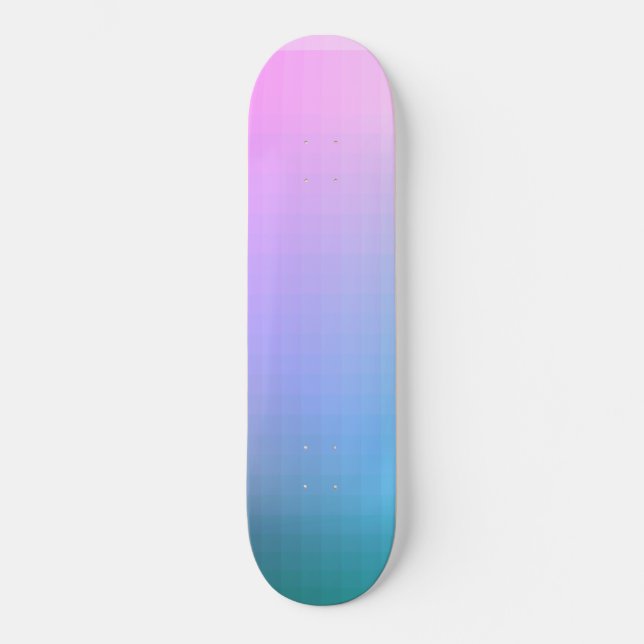Rainbow Ombre Square Pixel Skateboard (Front)