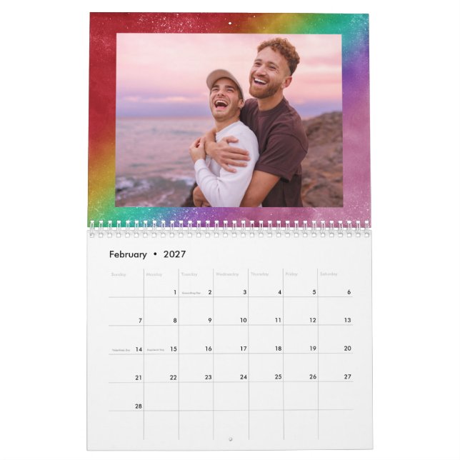 Rainbow Ombre String Lights First Year As Married Calendar (Feb 2027)