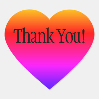 Rainbow Ombre Thank You Heart Sticker