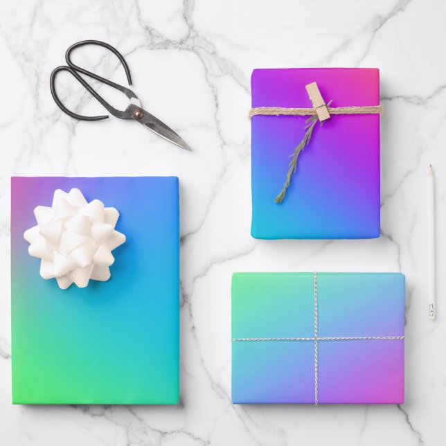 Rainbow Ombres Birthday Party Wrapping Paper Sheet (Front)