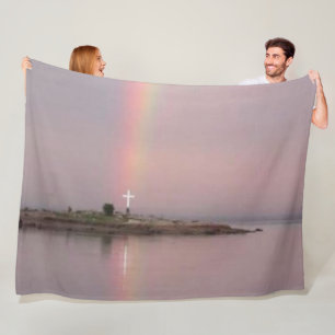 RAINBOW on a CROSS Fleece Blanket