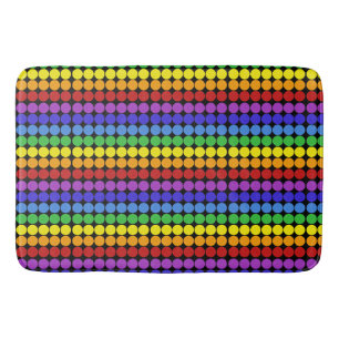 rainbow on black Mid century mod dots circles Bath Mat