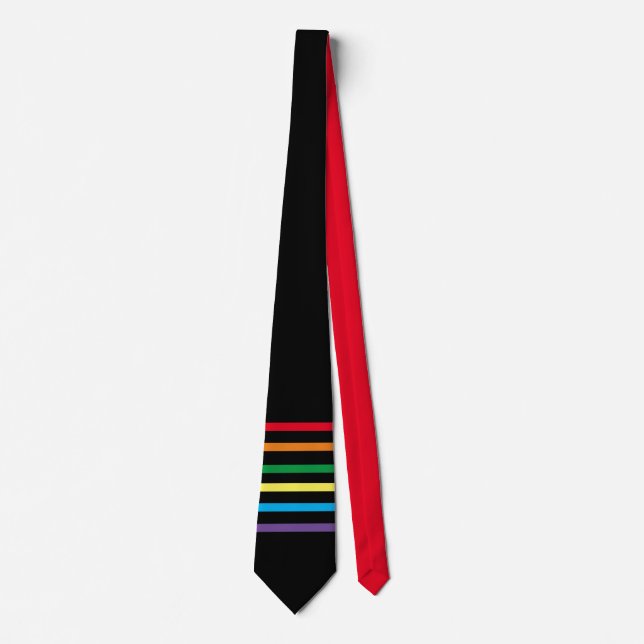 Rainbow on Black Modern Geometric Tie (Front)