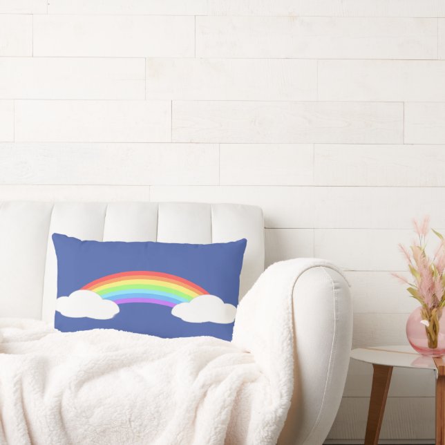 Rainbow on Clouds Blue Lumbar Cushion (Couch)