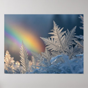 Rainbow on Frosted Ferns Poster