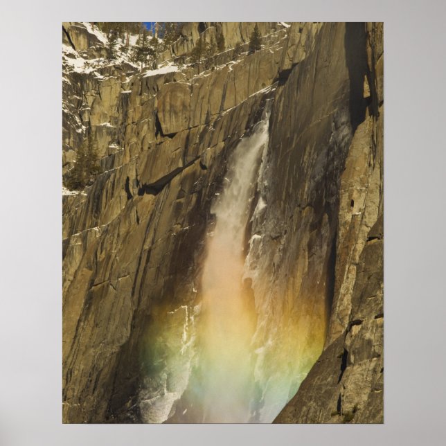 Rainbow on Upper Yosemite Falls in Yosemite Poster (Front)