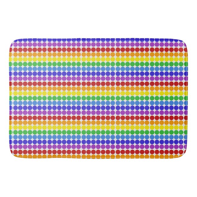 rainbow on white Mid century mod dots circles Bath Mat (Front)