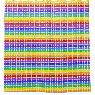 rainbow on white Mid century mod dots circles Shower Curtain