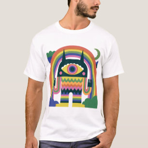 Rainbow One Eye Monster Folk Art T-Shirt