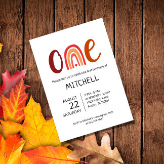 Rainbow One First Birthday Invitation