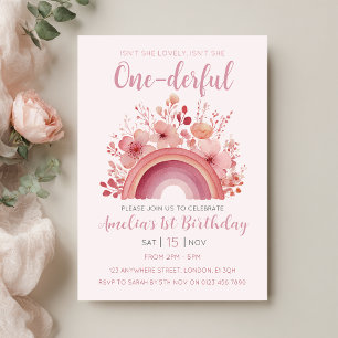 Rainbow Onederful 1st Birthday Party Invitation