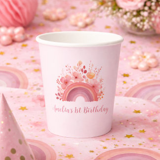Rainbow Onederful 1st Birthday Party Paper Cups
