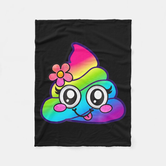 Rainbow Op Emoji Cute Unicorn O Flower Silly  Fleece Blanket (Front)
