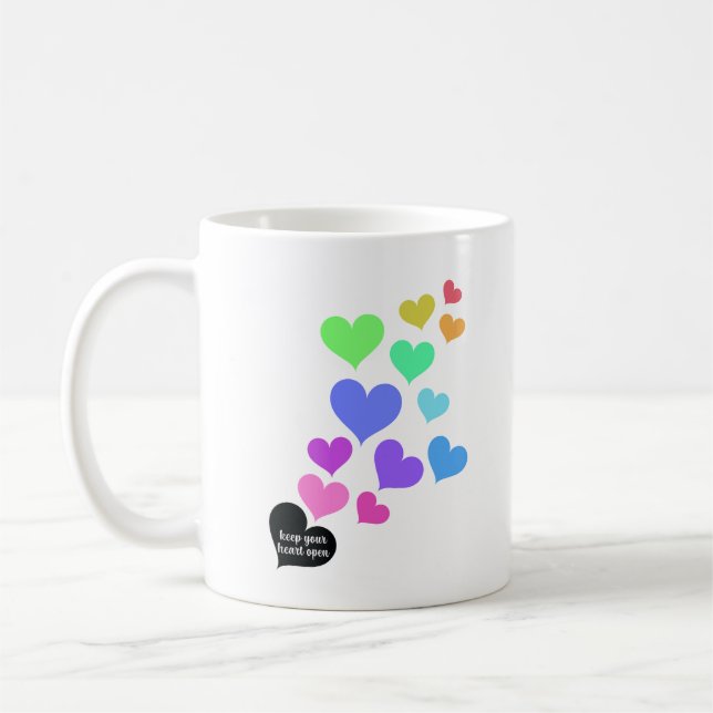 Rainbow Open Hearts Coffee Mug (Left)