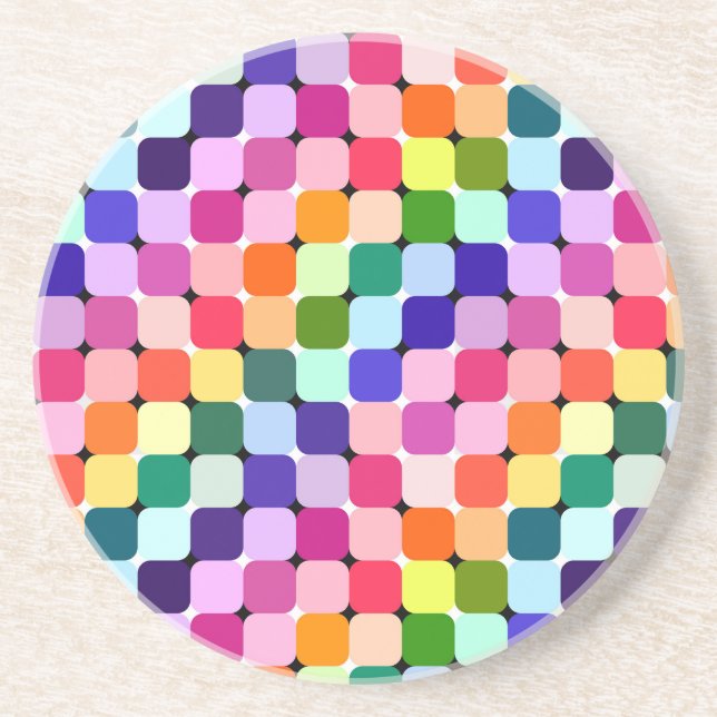 Rainbow Optical Illusion Bright Pillow Funky Coaster (Front)