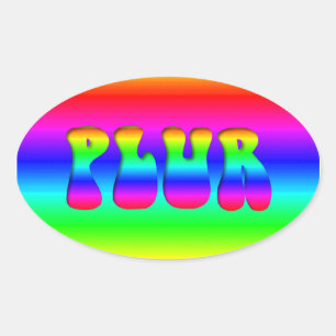Rainbow Optical Illusion PLUR Oval Sticker