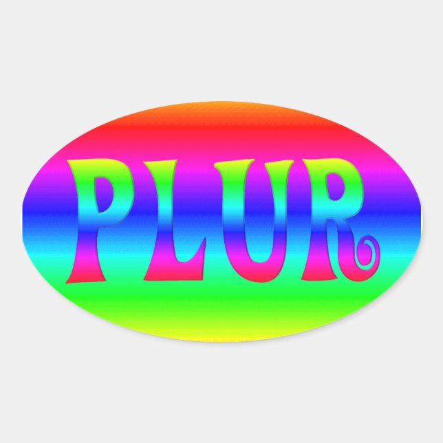 Rainbow Optical Illusion PLUR Oval Sticker (Front)