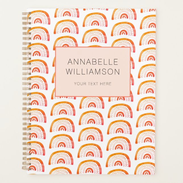Rainbow orange boho planner (Front)