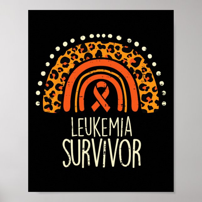 Rainbow Orange Ribbon Survivor Leukaemia Awareness Poster (Front)