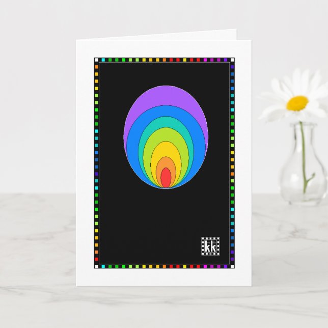 Rainbow Orb On Black greeting card (Small Plant)