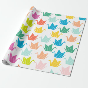 Rainbow Origami Crane Wrapping Paper