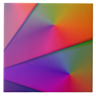 Rainbow Origami – Indigo & Magenta Swirls Ceramic Tile