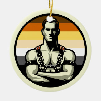 Rainbow Ornament for gay man in a leather harness