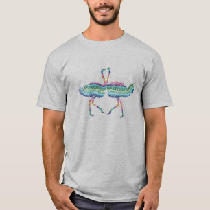 Rainbow Ostriches Cute Whimsical Men's Graphic T-S T-Shirt