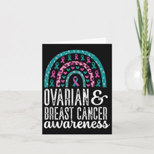Rainbow Ovarian And Breast Cancer Awareness Pink T Card