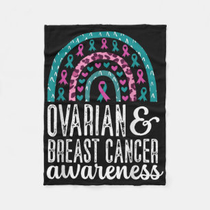 Rainbow Ovarian And Breast Cancer Awareness Pink T Fleece Blanket