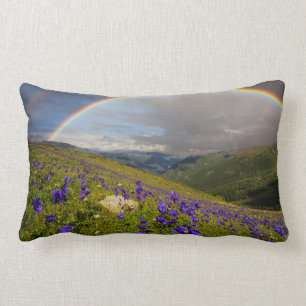 Rainbow Over A Flowering Meadow Lumbar Cushion