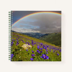 Rainbow Over A Flowering Meadow Notebook