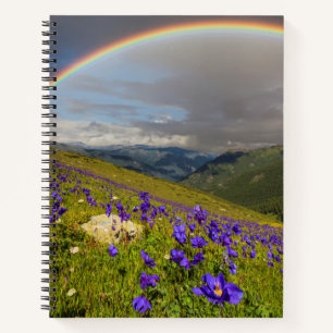 Rainbow Over A Flowering Meadow Notebook