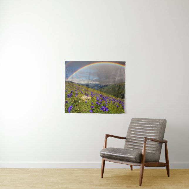 Rainbow Over A Flowering Meadow Tapestry (In Situ (Horizontal))