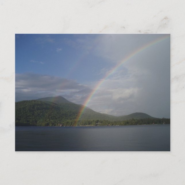 Rainbow over Blue Mountain Lake Postcard (Front)