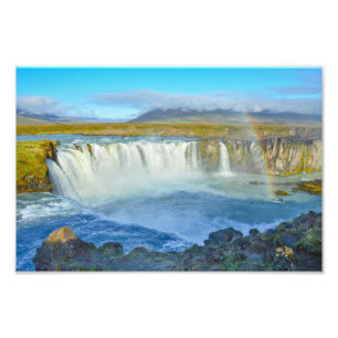 Rainbow over Godafoss Waterfall, Iceland Photo Print