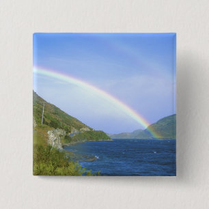 Rainbow over Hawea Lake, South Island, New 15 Cm Square Badge